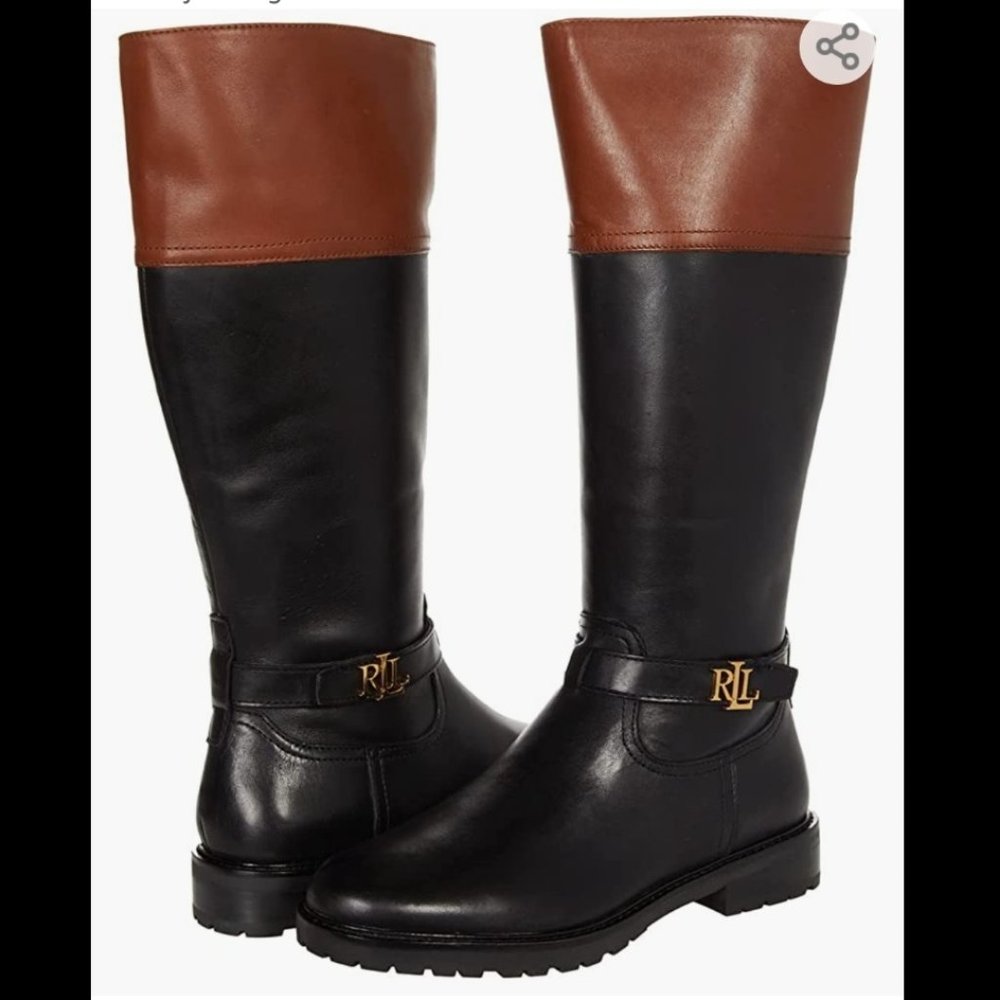 LIKE NEW Lauren by Ralph Lauren Everly Riding Boots - Black and Tan